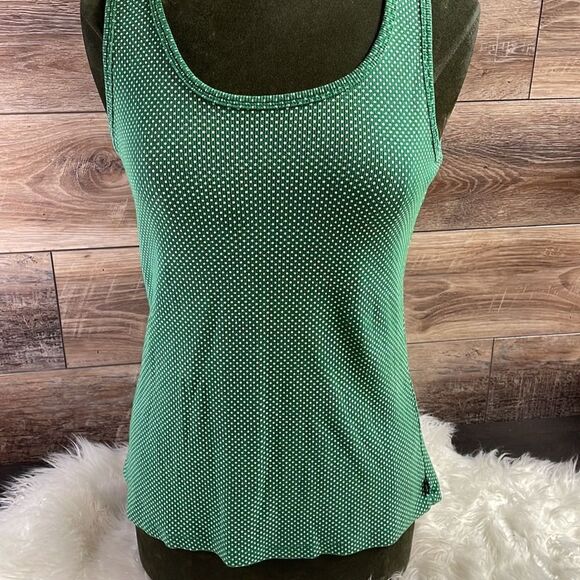 Self Esteem Ladies Polka Dot Green Tank Top Size L, Green with small white dots - Picture 2 of 6